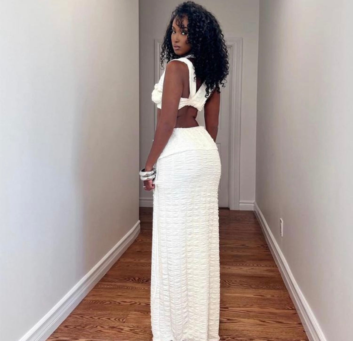 Ensembles de jupe plissée sans manches à lacets blanc